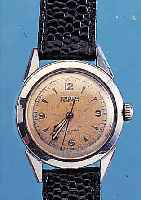 GRUEN HERRENARMBANDUHR AUTOMATIK PRECISION, REF.-NR. 90874, SCHWEIZ UM 1953, EDELST., BO- DEN GESCHR., LEDERB. NEU, ORIG.-ZUSTAND, BLATTFL., ...