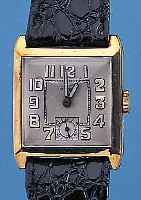 BULOVA HERRENARMBANDUHR, USA UM 1928, METALL-SCHARNIERGEH. VERG., SEITL. SCHMUCKGE- PR., AUF BODEN MONOGR. "WHS", BLATT PERF. ...