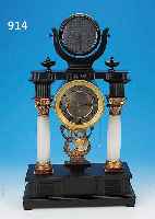 WIENER PORTALUHR, UM 1830, VERZIERTES HOLZ- GEHäUSE, SCHWARZ GEFAßT, 2 ALABASTERSäULEN, KAPITELLE-BASEN-PHLINTE MIT ALTER VERGOLDUNG ...