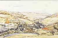 SABBAGH, GEORGES HANNA, 1877-1951, HüGELIGE LANDSCHAFT, AQUARELL/PAPIER, LI. U. SIGN., CA. 32 X 50 CM, PP, U.GL., R.