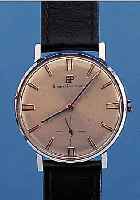 GIRARD PERREGAUX HERRENARMBANDUHR, REF.-NR. 8725A, SCHWEIZ UM 1963, METALL VERCHR., EDEL- ST.-BODEN U. GLASR. GEDR., BLATT VERS., L. FL.RUNDANKERW., ...