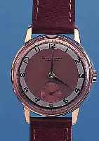 GIRARD PERREGAUX HERRENARMBANDUHR, REF.-NR. 9655NF, SCHWEIZ UM 1952, METALL ROSE VERG., EDELST.-BODEN U. GLASR. GEDR., KUPFERFARB. BLATT (L. ...