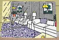LICHTENSTEIN, ROY, 1923 - 1997, INTERIOR WITH MIRRORED WALL, 5-TLG. FARBSERI- GRAPHIE, AUF ALUMINIUM AUFGEZOGEN, AUF DEM VIERTEN TEIL ...