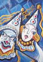 SCHEIBER, ZEITGEN. UNGARISCHER KüNSTLER, ZWEI CLOWNS, GOUACHE AUF PAPIER, RE SIGN., CA.70 X 54 CM, U.GL., R.