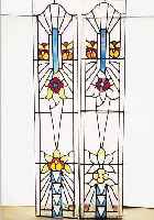 DREI BLEIVERGLASUNGEN, WOHL DEUTSCH, UM 1910/20, GLAS, 107 X 22 CM