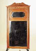 WANDSPIEGEL, DEUTSCH, 20ER JAHRE, BUCHE, FACETTIERTES GLAS, 136 X 72 CM