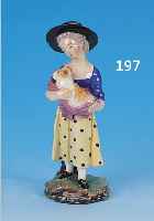 PORZELLANSKULPTUR, HOECHST, UM 1770, JUNGE FRAU MIT SCHAF, MELCHIOR MODELL, BUNTE BE- MALUNG, GOLDSTAFFAGE, H. 14 CM, AM HUT MIN. BEST. U. ...
