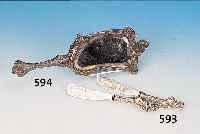 2 MESSER, DEUTSCH, UM 1900, SILBER, 1X KäSE UND 1X BUTTERMESSER, GRIFFE IN FORM VON KYREATHITEN, L. CA. 21 CM