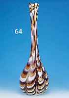 GROßE VASE, MURANO, ITALIEN, 70ER J., FARBL.GLAS, EINGSCHMOLZENER STREIFIGER BOGENDEKOR INROT/WEIß U. BEIGE, H. CA. 80 CM