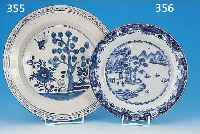 TELLER, CHINA, 18. JH., PORZELLAN, BEMALT, D. 29 CM, BRAUNER RAND