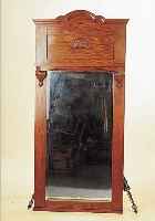WANDSPIEGEL, HOLLAND, UM 1900, EICHEFURNIER, 152 X 72 CM, FACETTIERTES GLAS, ALTERSSPUREN