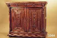 ANRICHTE, FLANDERN, UM 1890, EICHE MASSIV, 105 X 118 X 57 CM, VOLLSäULENDEKOR, L. GEBR. SPUREN