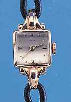 ELDOR DAMENARMBANDUHR, SCHWEIZ UM 1948, ROSE-G. 750/000, LEDERKORDELBAND SPäTER, BODENGEDR., FORMANKERW., 17 ST., HANDAUFZUG, NOCH OHNE ...