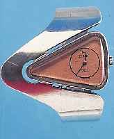 RIGI DAMENARMBANDUHR, SCHWEIZ/DEUTSCHLAND UM1970, 925ER SILBER, DESIGNERMODELL M. COLOR- VERGL., 17 ST., SCHWEIZER ANKERW., INCABL. STOßGES., ...