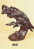 BRONZESKULPTUR, SIGN. ROSSI, DIE WELLE, WEIBLICHER AKT AUF EINER VON MöWEN GETRAGENEN WELLE, H. CA. 38 CM