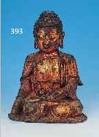 BUDDHASKULPTUR, INDONESIEN, 18./19. JH., , BRONZE MIT RESTEN ALTER LACKIERUNG UND VER- GOLDUNG, H. CA. 29 CM