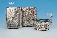 ZWEI ZIGARETTENETUIS, 1 X FRANKREICH, UM 1900, 800ER SILBER, MEISTERMARKE MURAT, INNEN VERGOLDET, CA. 8 X 7 CM; 1 X DEUTSCH, UM 1910,800ER ...