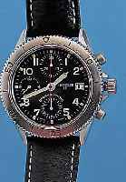 ETERNA ARMBANDCHRONOGRAPH AIRFORCE III, REF.-NR. 840841/B077, SCHWEIZ 2000, EDELST. SAT., TEILW. POL., LüNETTE EINS. RAST. DREHB.,BOMB. ...