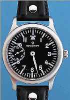 ORFINA FLIEGERUHR ROYAL NAVY, REF.-NR. 6581,SCHWEIZ 1999, EDELST. SAT., SAPHIRFLACHGL., KONTRASTZIFFERBL., KL. SEK. BEI 9, 17 ST., HANDAUFZUG, ...