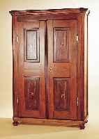 SCHRANK, ÖSTERREICH, UM 1800/20, EICHE MASSIV, 190 X 140 X 58 CM, TüREN MIT FALTSTERNINTARSIEN, POLYGONALE ...