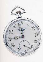 STOWA HERRENTASCHENUHR LEPINE, DEUTSCHLAND UM 1932, METALL VERCHR., EMAILBL. (ORIG.- LEUCHTFARBE ALTERSBED. L. BRüCHIG), ALS ...