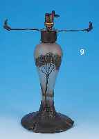 TISCHLAMPE, FRANKREICH, LEGRAS, 30ER JAHRE, FARBLOSES GLAS, H. 30 CM, SCHIRM FEHLT, AUFSCHMELZUNGEN, ...