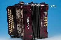 ZIEHARMONIKA, HOHNER CLUB III B S, ROTES KUNSTSTOFFGEHäUSE, 33 X 32 CM, IM KOFFER, ALTERS- UND GEBRAUCHSSPUREN