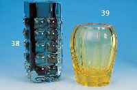 VASE, ICHENDORF, 50ER/60ER JAHRE, ENTW. PROF. SCHäFER FRANKFURT, RAUCHFARBENES, DICKWANDIGES, RELIEFIERTES GLAS, H. CA. 22 CM