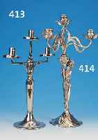 KERZENLEUCHTER, JUGENDSTIL, UM 1900, METALL VERNICKELT, H. 41 CM, L. KORRODIERT