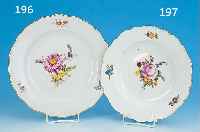 TELLER, MEISSEN, UM 1880/90, PORZELLAN, BEMALT,BLUME III, D. 25 CM, GOLDRAND