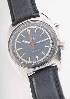 OMEGA ARMBANDCHRONOGRAPH CHRONOSTOPP/SEAMASTER REF.-NR. 145/007, SCHWEIZ UM 1969, EDELST.,BODEN GESCHR., 2-TEIL. GEST. KONTRASTZIFFERBL.M. ...