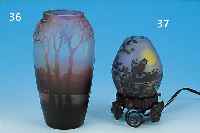 VASE, BöHMEN, WOHL LöTZ, UM 1915/20, FARBLOSES GLAS, ROT UND BRAUN üBERFANGEN ZISCHENGLAS PARTIELL BLAU EINGEFäRBT,H.17 CM ...