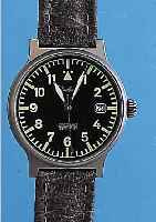 GLASHÜTTE FLIEGERARMBANDUHR SPEZIMAT, DEUTSCHLAND UM 1992, TITANGEH., TITANBAND AN- BEI, AKTUELL LEDERB. M. TITANSCHL., MINERAL- FLACHGL., ...