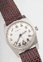 BENRUS HERRENARMBANDUHR, SCHWEIZ/FRANKREICH UM 1955, METALL VERCHR., EDELST.-BODEN GESCHR.BLATT REST., BEZ. TIFFANY & CO., STD.-ZEICHEN M. ...