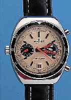 BREITLING ARMBANDCHRONOGRAPH CHRONOMATIC, REF.-NR. 2112, SCHWEIZ UM 1969, EDELST., BODEN GESCHR., ZUR BESSEREN STOPPBED. KRONE AUßEN 9, ...