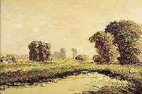 COUNE, JEAN, *1900 DüSSELDORF - 1963, TIER-, LANDSCHAFTS- UND MARINEMALER, SCHüLER VON H. LIESEGANG, HIER: HEUERNTE AN EINEM SEE,ÖL/LWD., ...
