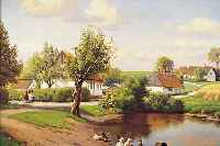 DREWS, KAI JEPPE, *1884 FREDERIKSBORG - 1964 BORNHOLM, INTERNATIONAL GESCHäTZTER DäNISCHER LANDSCHAFTSMALER, HIER: IDYLLISCHE ...