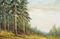 HEIDENDAHL, MITTE 20. JH., BLICK AUF EINEN BERGSEE, ÖL/LWD., SIGN., 60 X 80 CM, R.