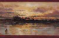 MEHRNIA, H., IMPRESSIONIST MITTE 20. JH., HIER: ABENDHIMMEL üBER DORF MIT WINDMüHLE AN EINEM SEE, ÖL/HOLZ, SIGN., 11 X 26 CM, R.