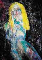 RABUS, CARL, MüNCHNER KüNSTLER UM 1960, ÖL/HARTFASER, 122 X 80 CM, JUNGER WEIBLICHER AKT MIT GELBEN HAAREN, ...