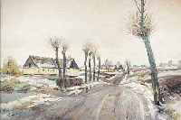 SINDING, JENS CHRISTIANSEN, *1888 DäNEMARK, WINTERLICHE DORFSTRASSE, ÖL/LWD., MONOGR., 70 X 100 CM, R.