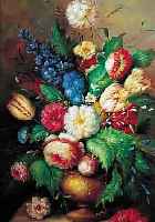 UNBEK. ZEITGEN. KüNSTLER, IN ALTMEISTER- LICHER MANIER, DETAILREICHES GROSSES BLUMEN- STILLEBEN, ÖL/LWD., UNSIGN., 90 X 60 CM, R. (DIESER L. ...