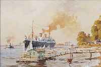 BURGHARDT, HAMBURGER MARINEMALER 1. HäLFTE 20.JH., HIER: DAMPFER AUF DER ELBE BEI HAM- BURG, AQUARELL, SIGN., 29 X 39 CM, UNTER GLAS GER.