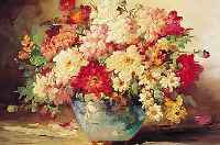 PETERMANN, HEDWIG, *1877, BEKANNTE BLUMEN- UND STILLEBENMALERIN, HIER: ÜPPIGER BLUMEN- STRAUSS, ÖL/MALKARTON, SIGN., 50 X 69 CM, R.