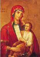 UNBEK. KüNSTLER, 1. HäLFTE 19. JH., IN DER ART DER IKONENMALEREI, HIER: MUTTERGOTTES UND JESUSKIND, ÖL/LWD. (L. BESCH.), 54 X 44 CM, R.