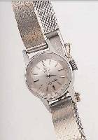 OMEGA DAMENGOLDBANDUHR LADYMATIC, REF.-NR. 551004, SCHWEIZ UM 1965, EDELST., NEUTR. WG 585/000-GLIEDERB., BODEN GEDR., VERS. BLATT, BOMB. ...