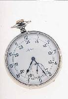 ALPINA HERRENTASCHENUHR LEPINE, SCHWEIZ UM 1936, NICKEL, EMAILBL. M. SELTENER 12 U. 24- EINTEILUNG, SIGN., 15 ST., BRüCKENANKERW. VERG., KAL. ...