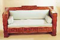 SOFA, DEUTSCH, UM 1910, MAHAGONI, Z.T. FURNIERT/MASSIV, MIT KLASSIZISISCHEN MOTIVEN EINGELEGT, VOR KURZEM NEU ...