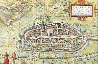 KOLOR. KUPFERSTICH AUS BR. U. HOGENBERG, CA. CA. 1590, CALCARIA DUCATUS CLIVENSIS.., SEHR GUT ERHALTENES DEKORATIVES BLATT AUS DER VOGELSCHAU, ...