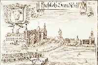 KONVOLUT VON 4 BLATT, KUPFERSTICH V. WENING, CA. 1720, OBERBAYERN: 1.) SCHLOSS SANDIZELL, FESTER DRUCK, 12 X 16,5 CM; 2.) SCHLOSS OBER ...
